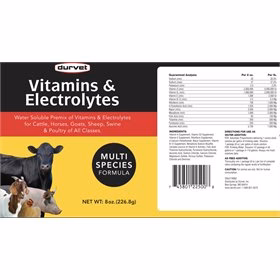 Durvet Vitamins & Electrolytes Water Soluble Premix (8oz, makes 64 doses) - Weidukt