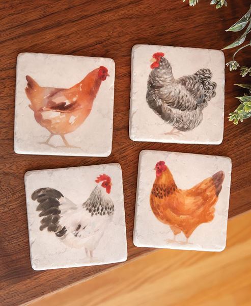 Chicken Resin Coasters, Set of 4 - Weidukt