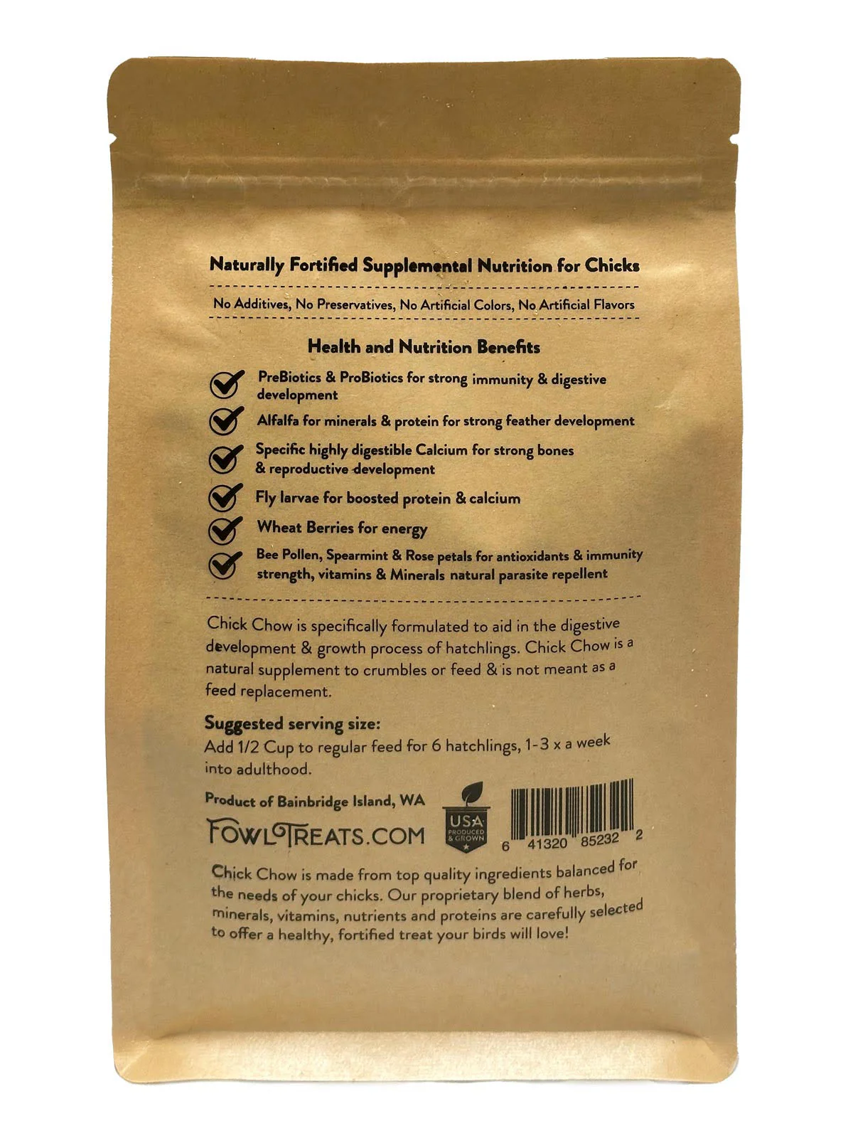 Fowl Treats Chick Chow, Feed Supplement & Treat, 8 oz. - Weidukt