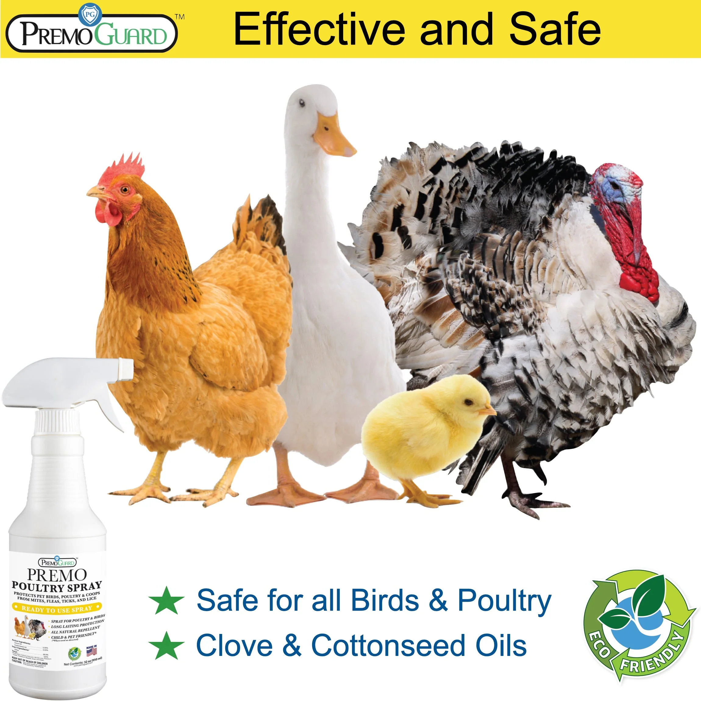 Poultry Spray 32 oz - All Natural Non Toxic - Premo Guard - Weidukt