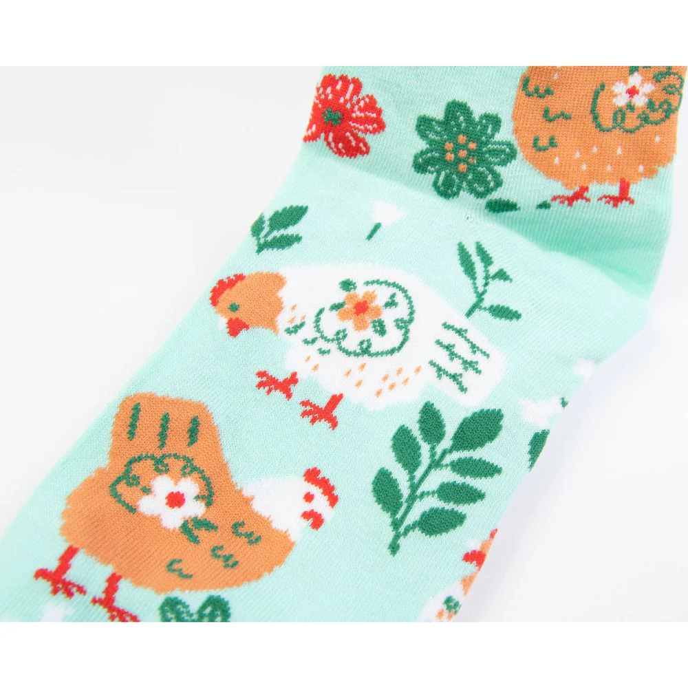 Women's Chicken Socks, Garden Hen Design, Women's Size 6-10 - Weidukt